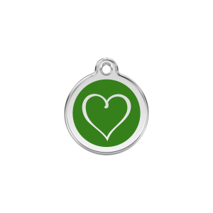 Placa para gato Corazón Tribal verde pequeña 20 mm