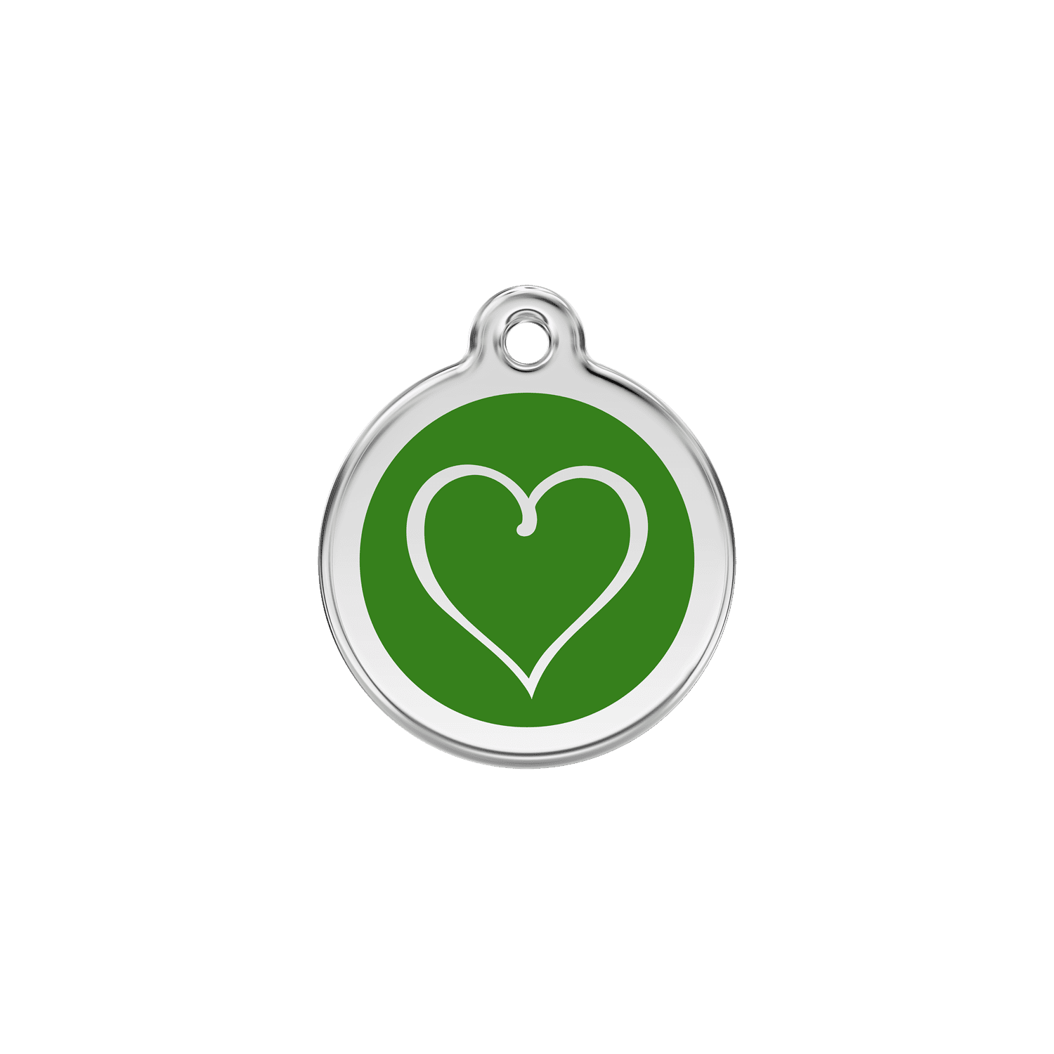 Vue avant - Médaille personnalisée pour chat Red Dingo coeur tribal vert - Talla S - 01-TH-GR-SM