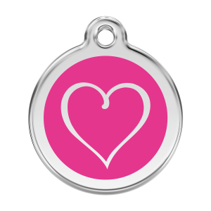 Placa para perro grande con corazón tribal en esmalte rosa vivo