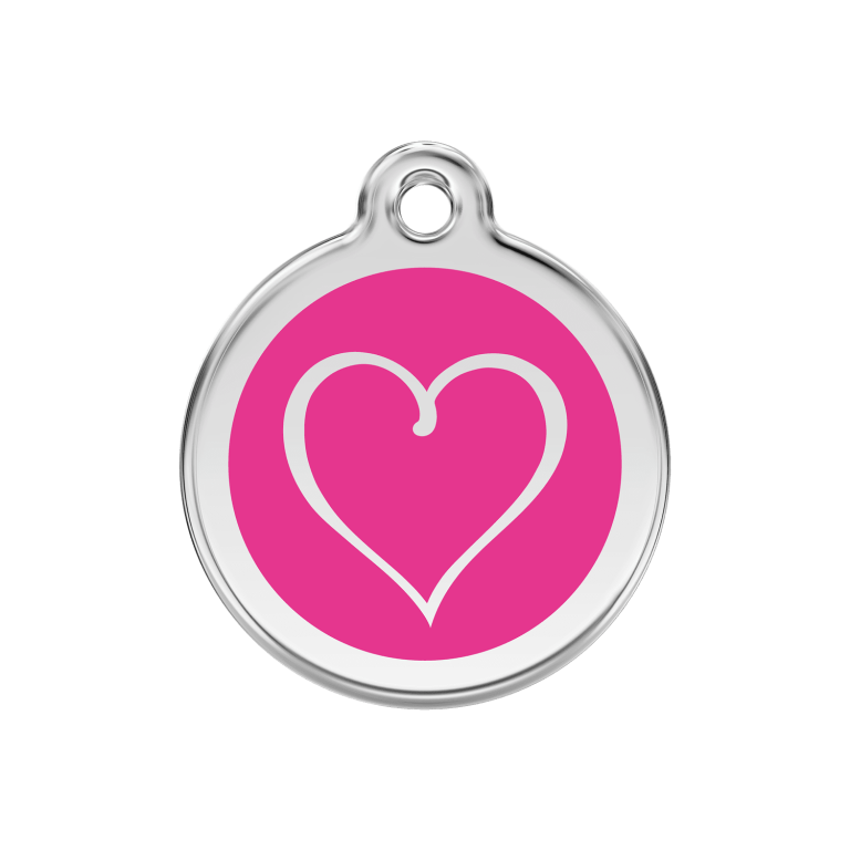 Vue avant - Médaille personnalisée Red Dingo Coeur Tribal Rose vif - Talla M pour chien - Réf : 01-TH-HP-ME