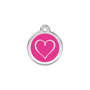 Placa para gato Corazón Tribal rosa fuerte pequeña 20 mm