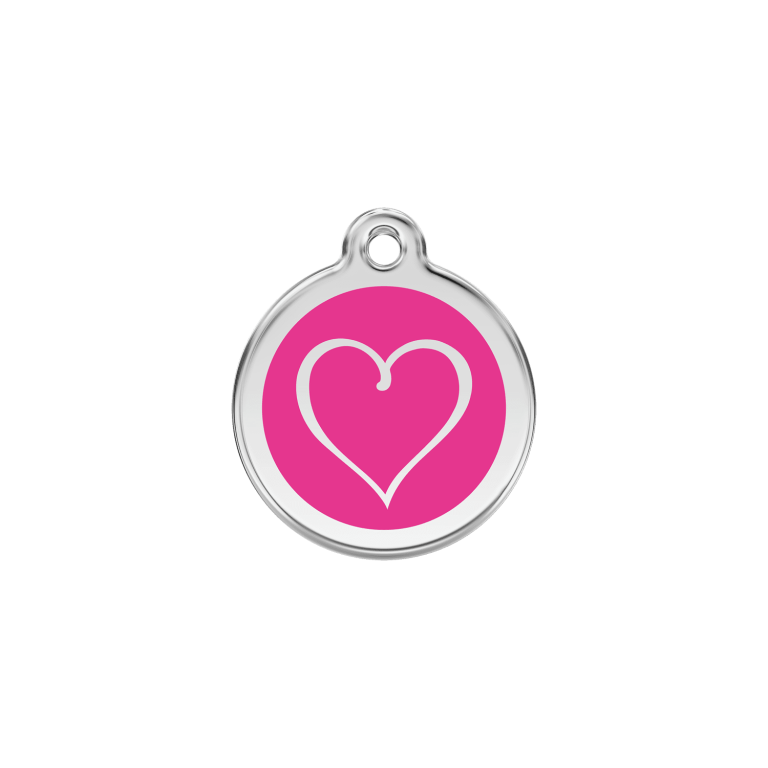 Vue avant - Médaille personnalisée pour chien/chat Red Dingo Coeur Tribal Rose vif - Talla S