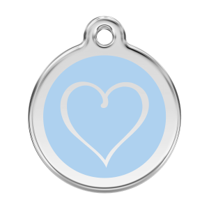 Placa para perro grande Corazón tribal azul claro en esmalte y acero inoxidable