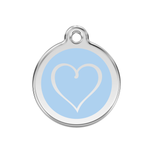 Placa para perro mediana con corazón tribal azul claro en esmalte y acero inoxidable