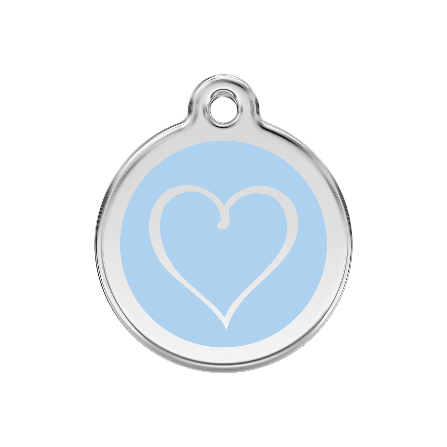 Vue avant - Médaille personnalisée pour chien ou chat - Red Dingo Émail et acier inoxydable - Coeur Tribal Bleu clair - Talla M