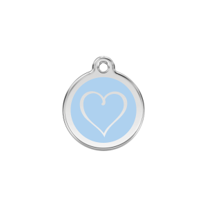 Placa para gato Corazón Tribal azul claro pequeña 20 mm
