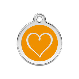 Placa para perro mediana con diseño corazón tribal en esmalte naranja