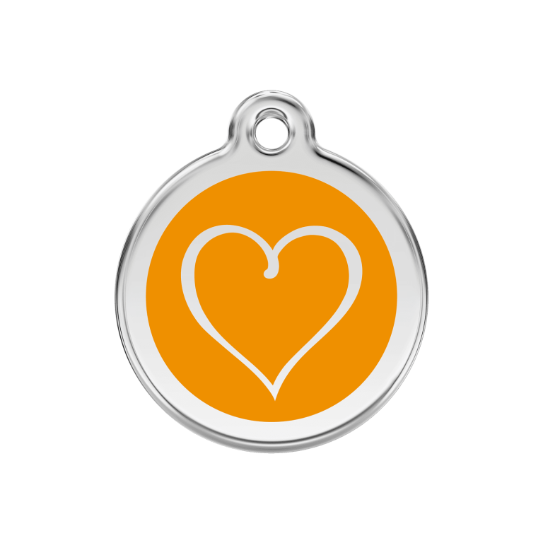 Vue avant - Médaille personnalisée pour chien/chat Red Dingo Coeur Tribal Orange 30mm