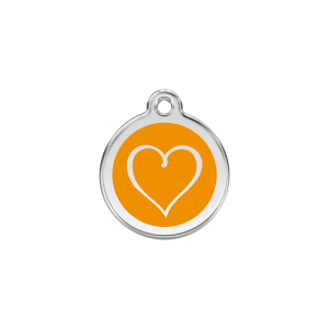 Placa para gato Corazón Tribal naranja pequeña 20 mm esmalte y acero inoxidable