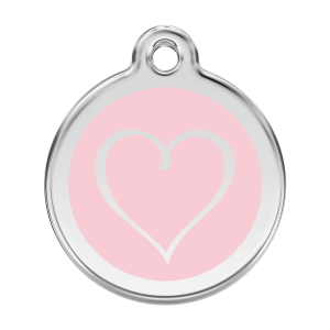 Placa para perro grande Corazón Tribal en esmalte rosa y acero inoxidable