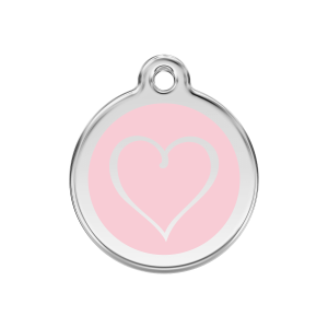 Placa para perro mediana con corazón tribal en esmalte rosa y acero inoxidable