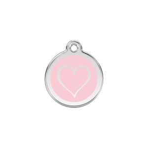 Placa para gato Corazón Tribal rosa pequeña 20 mm
