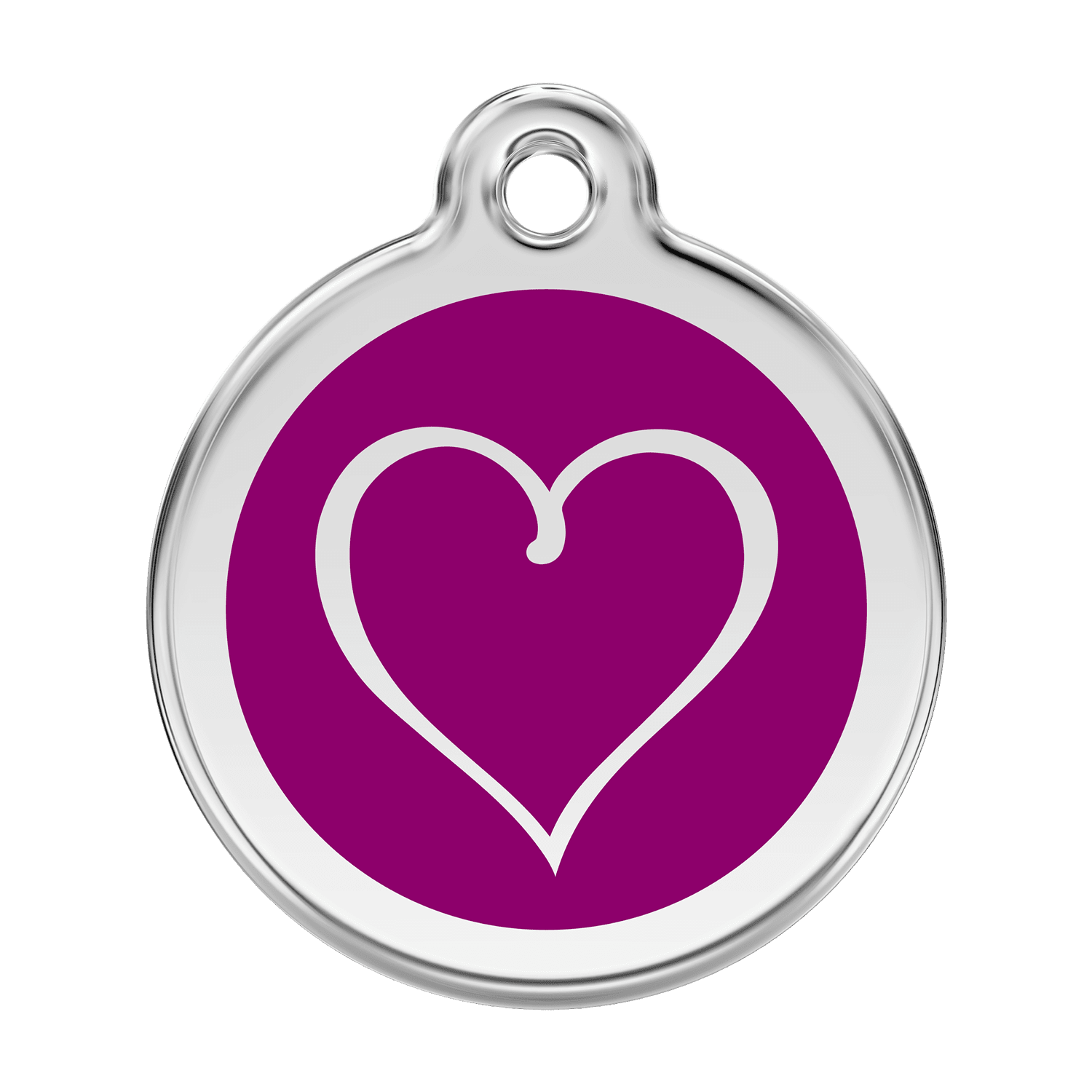 Vue avant - Médaille personnalisée pour chien - Red Dingo Coeur Tribal Violet - Talla L