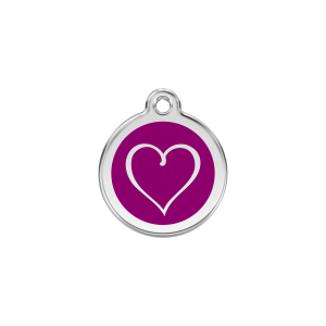 Placa para gato Corazón Tribal violeta pequeña 20 mm