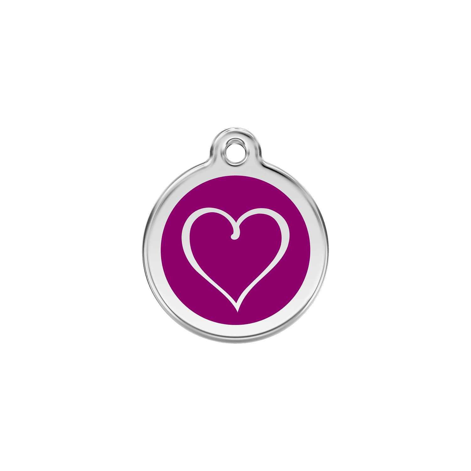 Vue avant - Médaille personnalisée pour chien/chat Red Dingo cœur tribal violet - Talla S - 01-TH-PU-SM