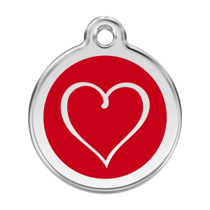 Placa para perro grande Corazón Tribal en esmalte rojo y acero inoxidable