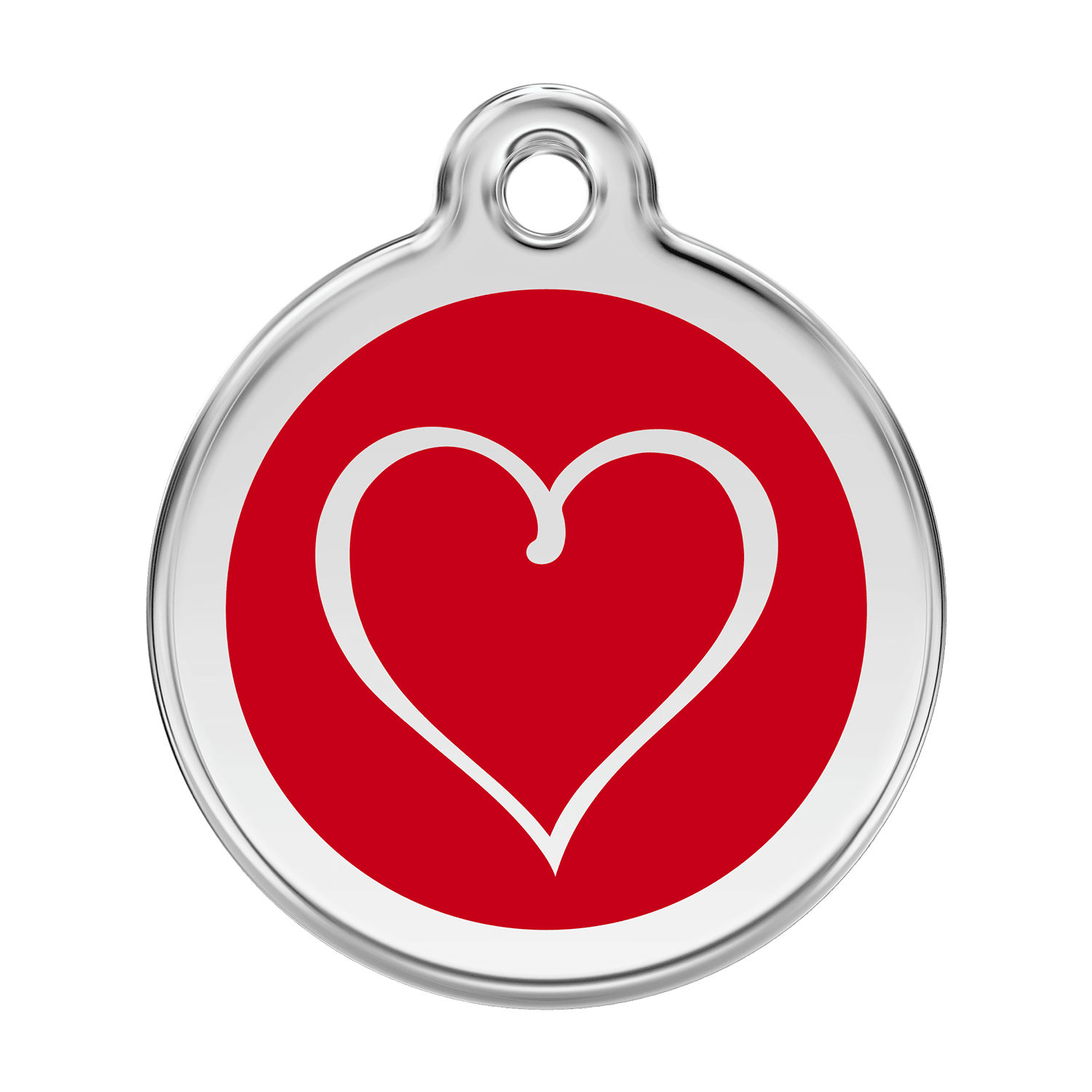 Vue avant - Médaille personnalisable Red Dingo Coeur Tribal Rouge - Talla L - pour chien - Réf : 01-TH-RE-LG