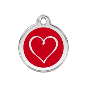 Placa para perro corazón tribal roja tamaño M