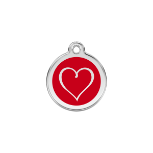 Placa para gato Corazón Tribal roja pequeña 20 mm