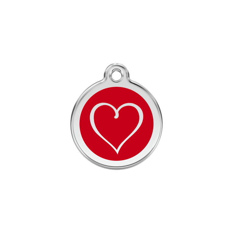 Vue avant - Médaille personnalisée pour chien/chat Red Dingo Coeur Tribal Rouge S 20.00mm 7g