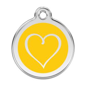 Placa para perro grande corazón tribal en esmalte amarillo