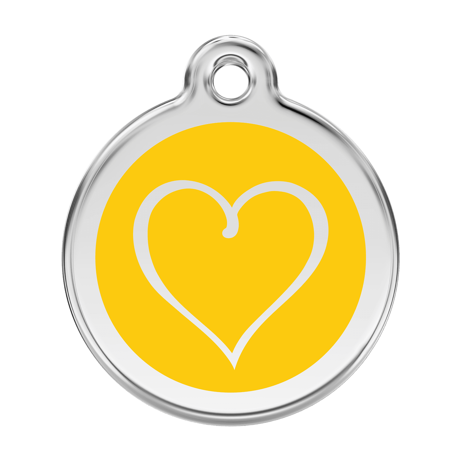 Vue avant - Médaille personnalisée pour chien Red Dingo Émail/Acier Jaune Coeur Tribal - Talla L