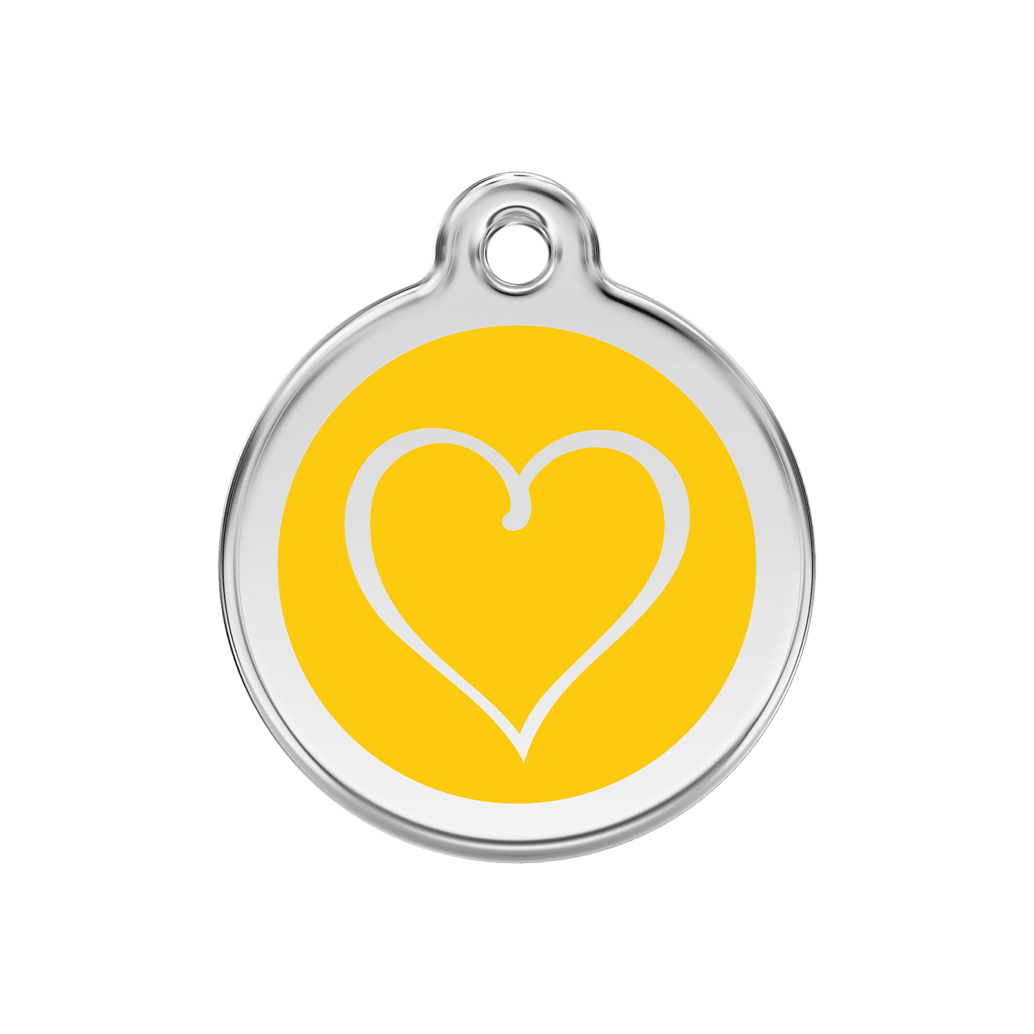 Vue avant - Médaille personnalisable Red Dingo Émail/Acier Jaune 30mm - Coeur Tribal - Talla M/L