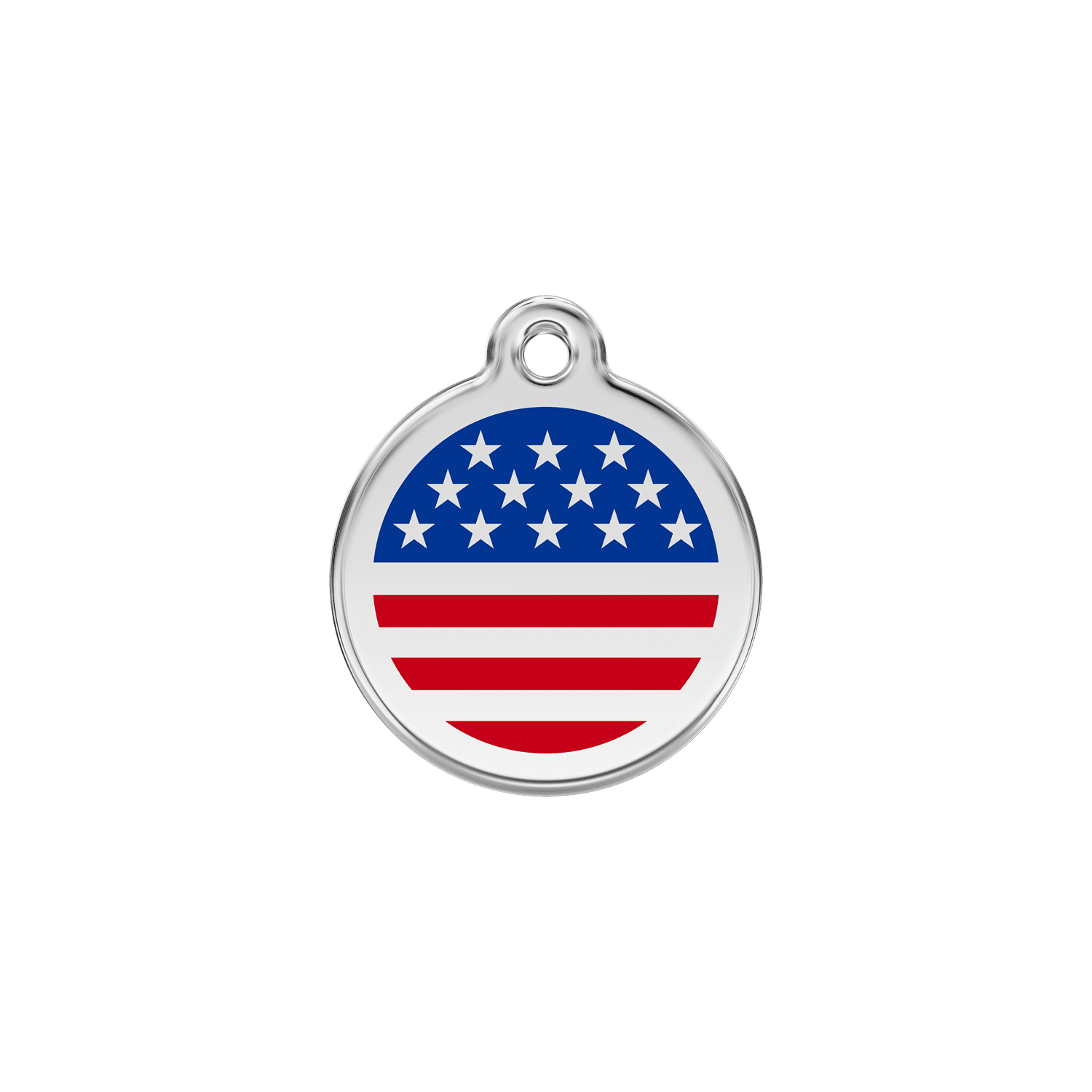 Vue avant - Médaille personnalisée pour chien ou chat - Red Dingo - Drapeau américain - Talla S - Bleu foncé