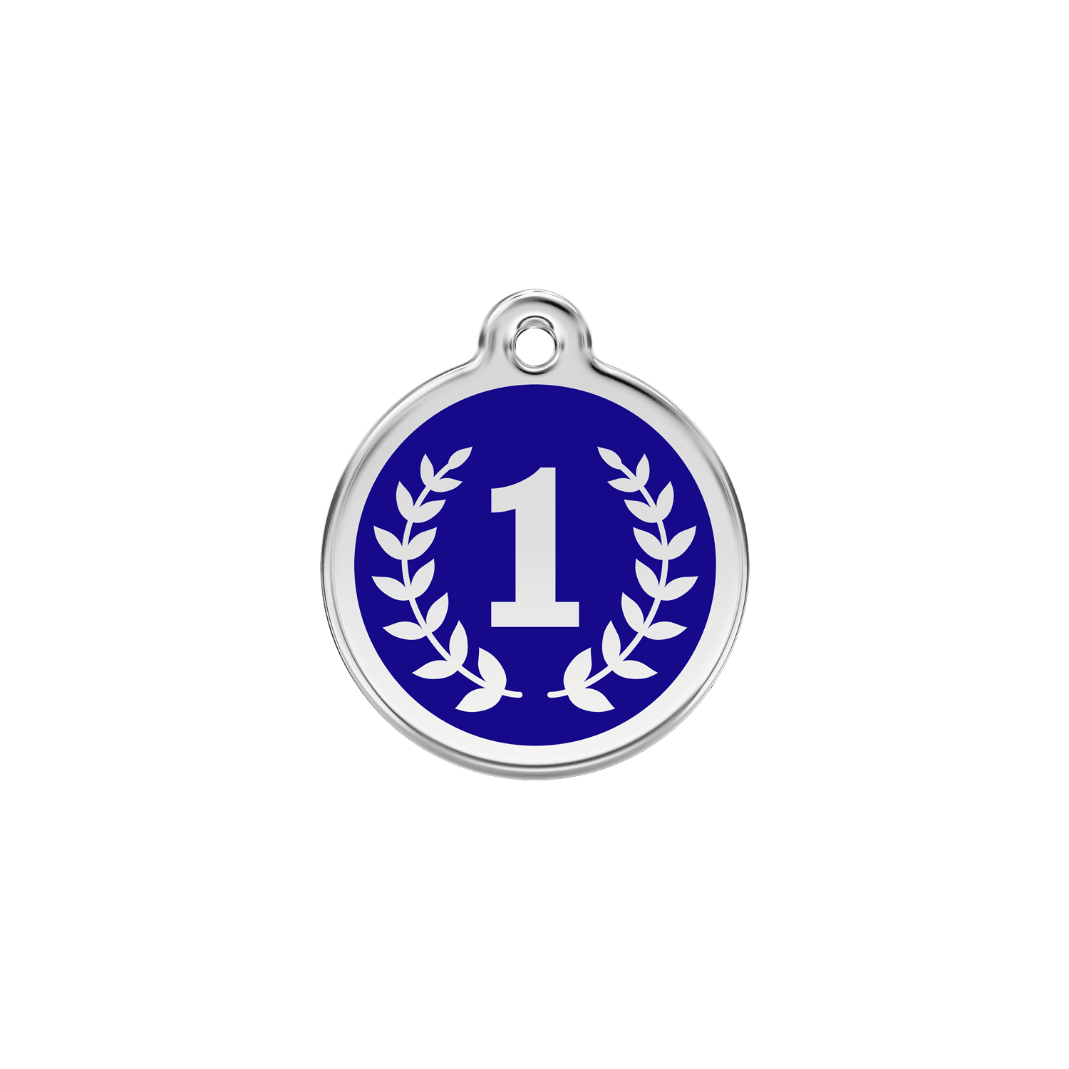 Vue avant - Médaille personnalisable pour chien/chat Red Dingo Émail/Acier inoxydable Bleu foncé - Talla S