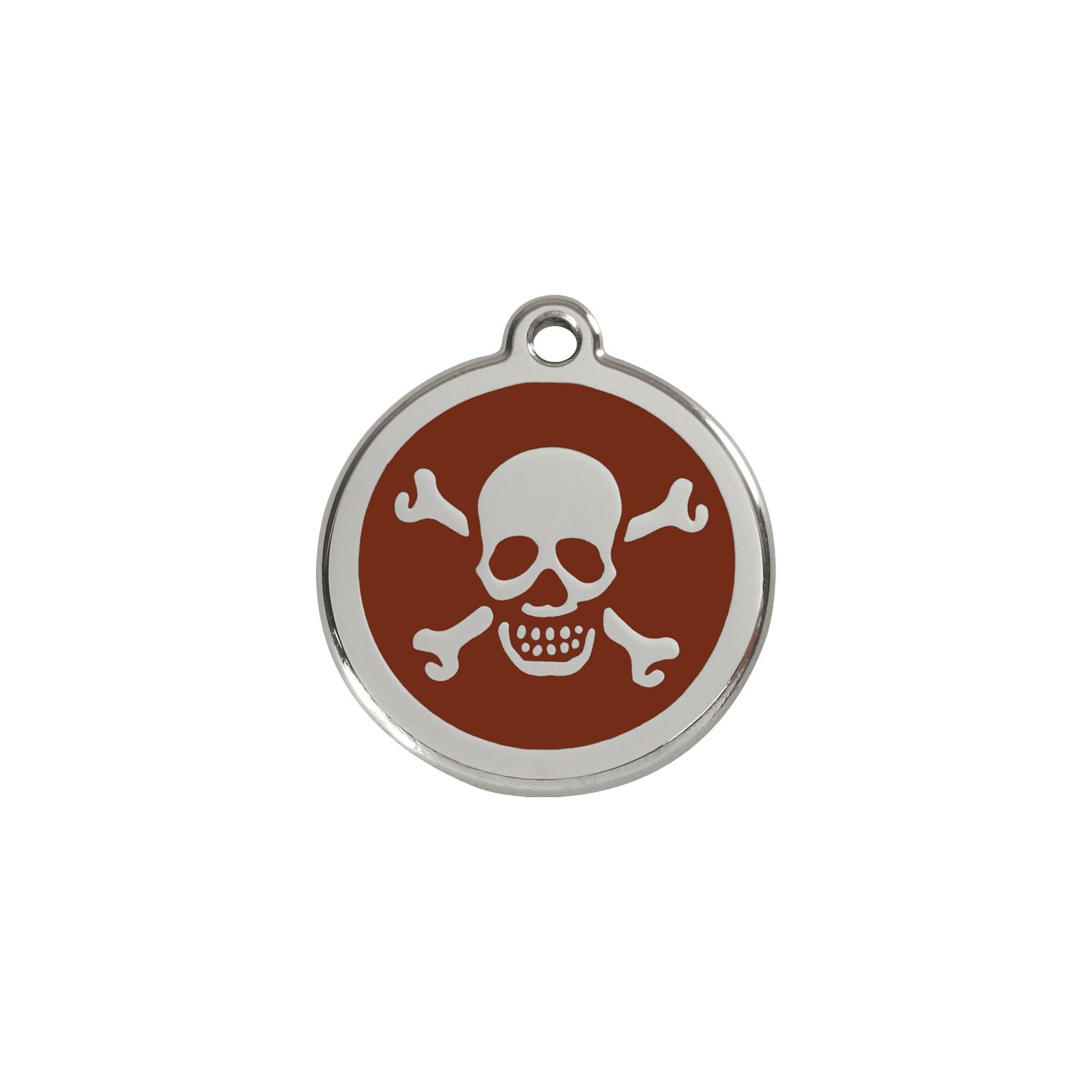 Vue avant - Médaille personnalisée en émail et acier inoxydable Red Dingo - Tête de mort brun - Talla S