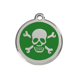 Placa para perro mediana con calavera en esmalte verde