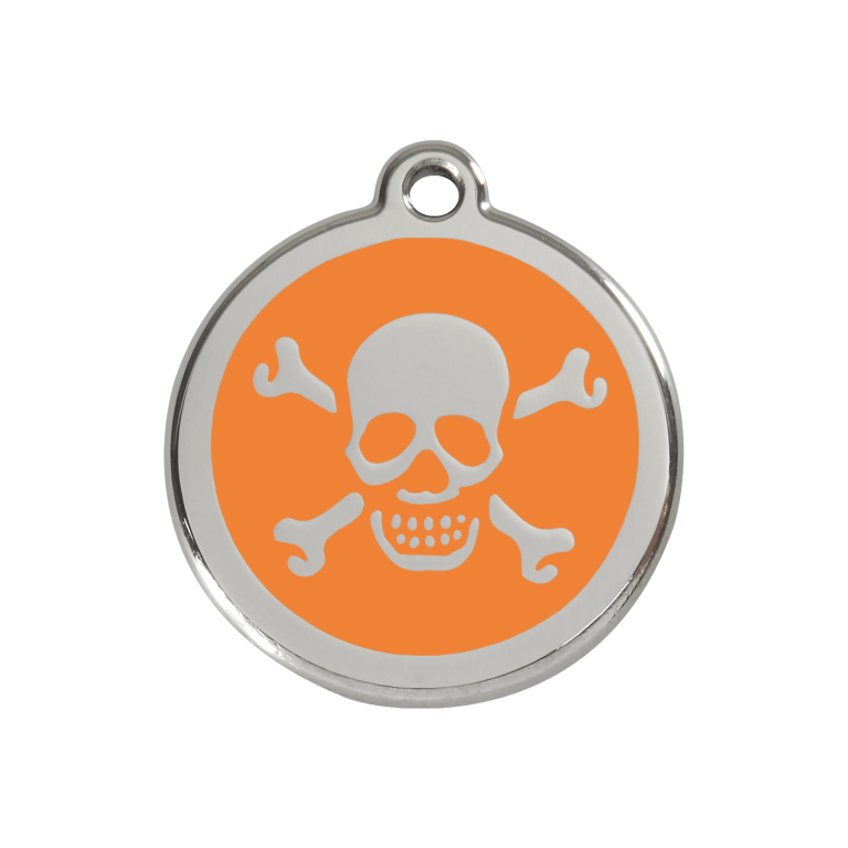 Vue avant - Médaille personnalisée pour chien Red Dingo Émail et acier inoxydable Orange - Talla M