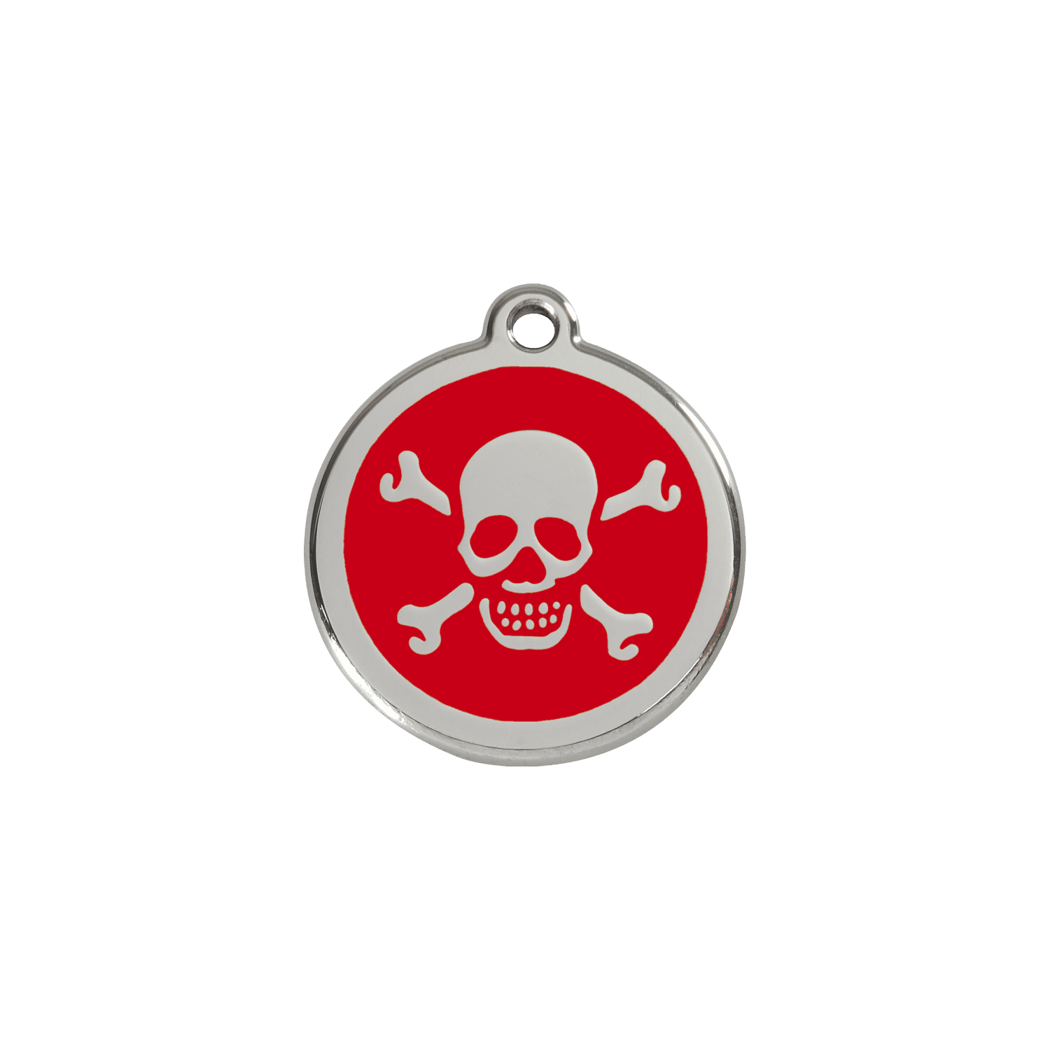 Vue avant - Médaille personnalisée Red Dingo Émail/Acier inoxydable - Tête de mort - Rouge - Talla S