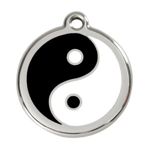 Placa para perro grande Ying y Yang esmalte negro