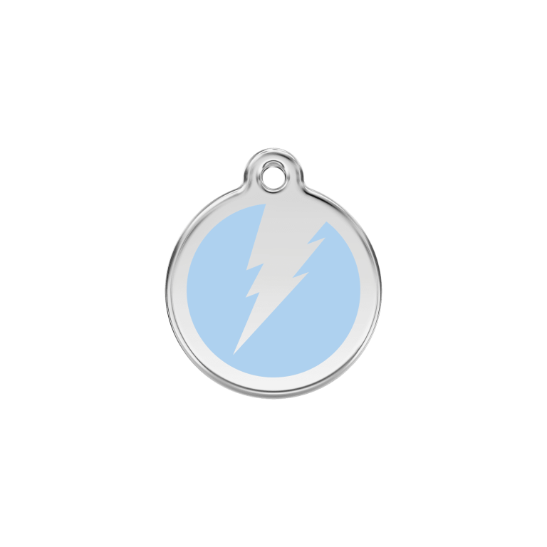 Vue avant - Médaille personnalisée Red Dingo Émail et acier inoxydable - Motif éclair - Bleu clair - Talla S