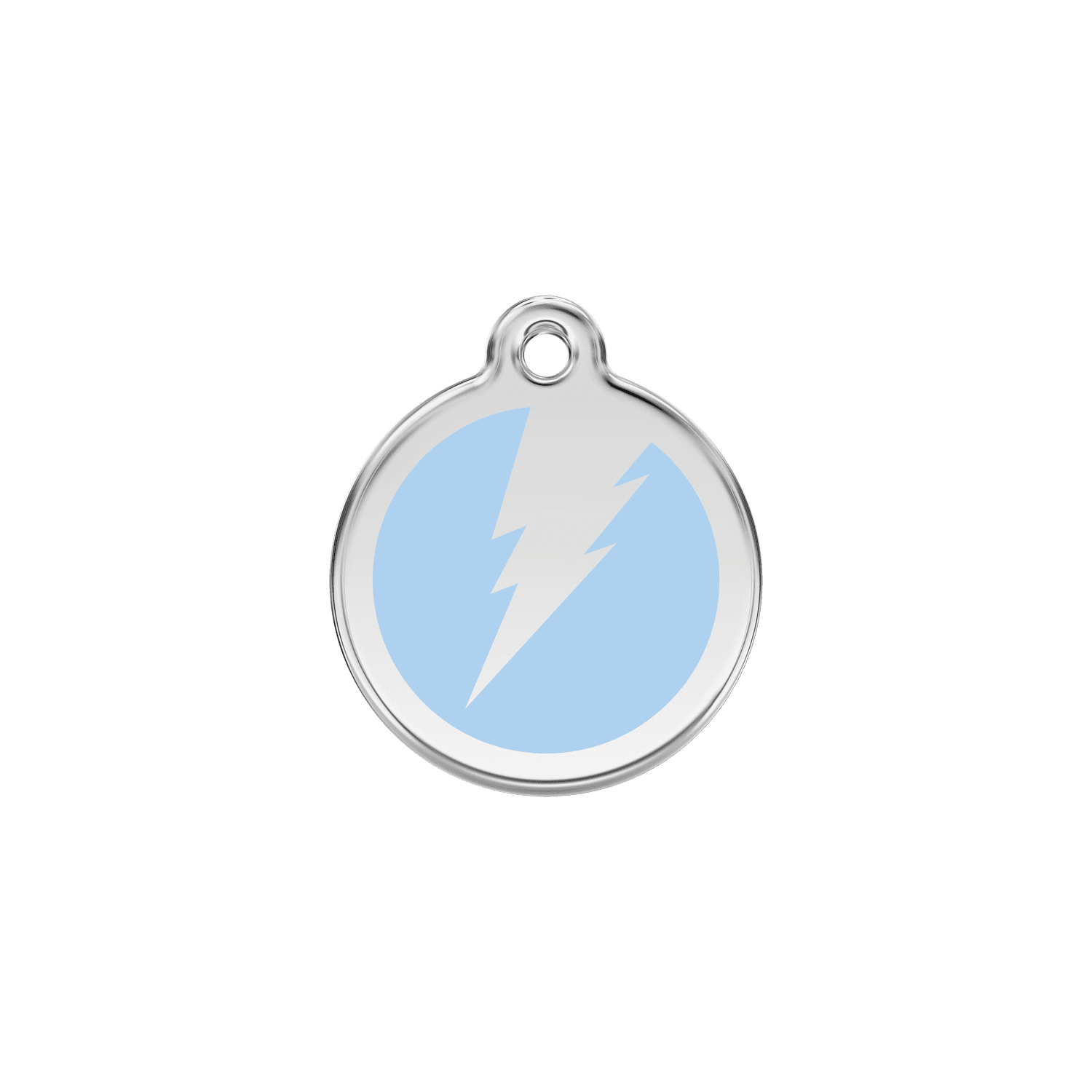 Vue avant - Médaille personnalisée Red Dingo Émail et acier inoxydable - Motif éclair - Bleu clair - Talla S