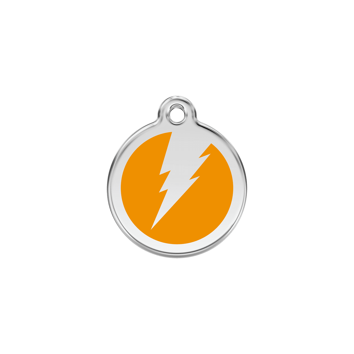 Vue avant - Médaille personnalisable pour chien/chat Red Dingo Émail et acier inoxydable - Motif éclair - Orange - Talla S