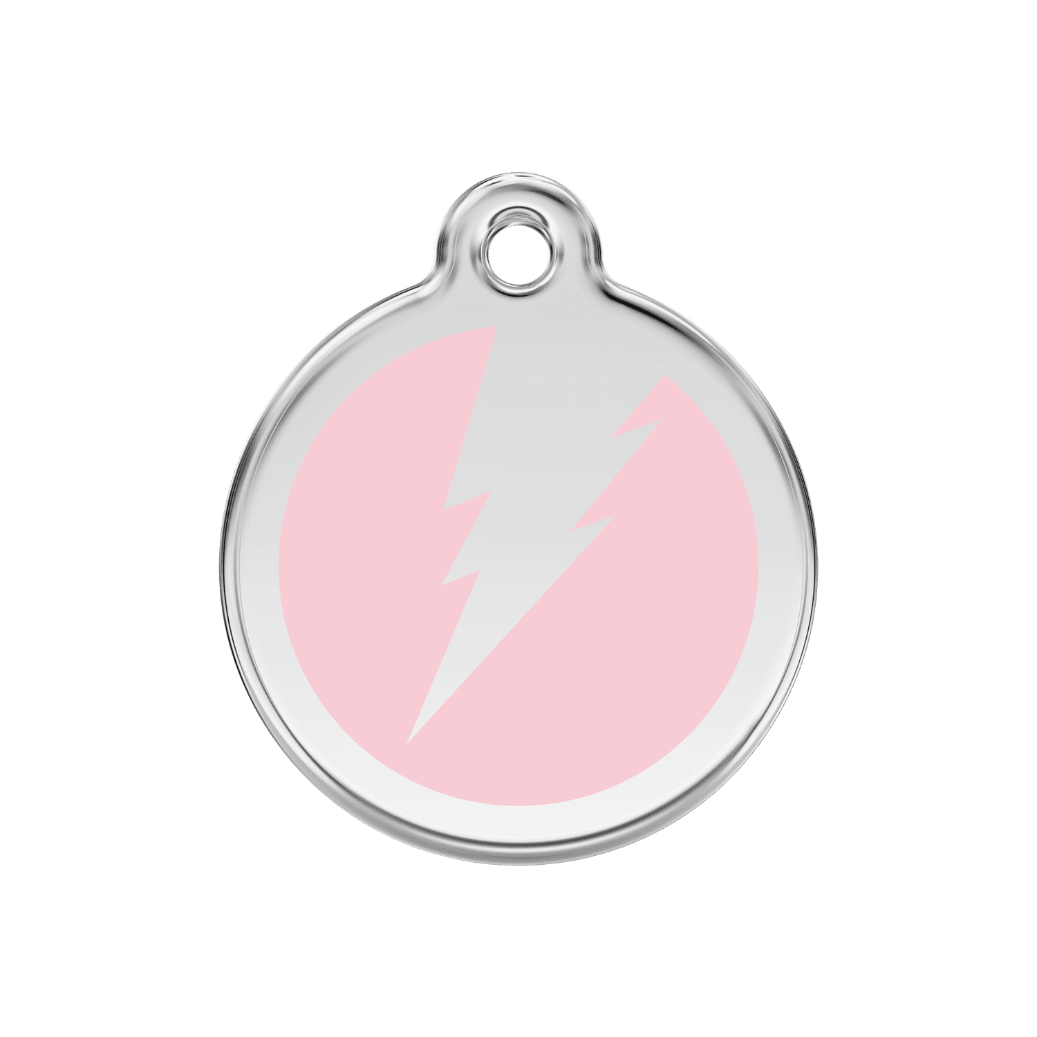 Vue avant - Médaille personnalisée pour chien Red Dingo Émail et acier inoxydable - Motif éclair - Rose - Talla M