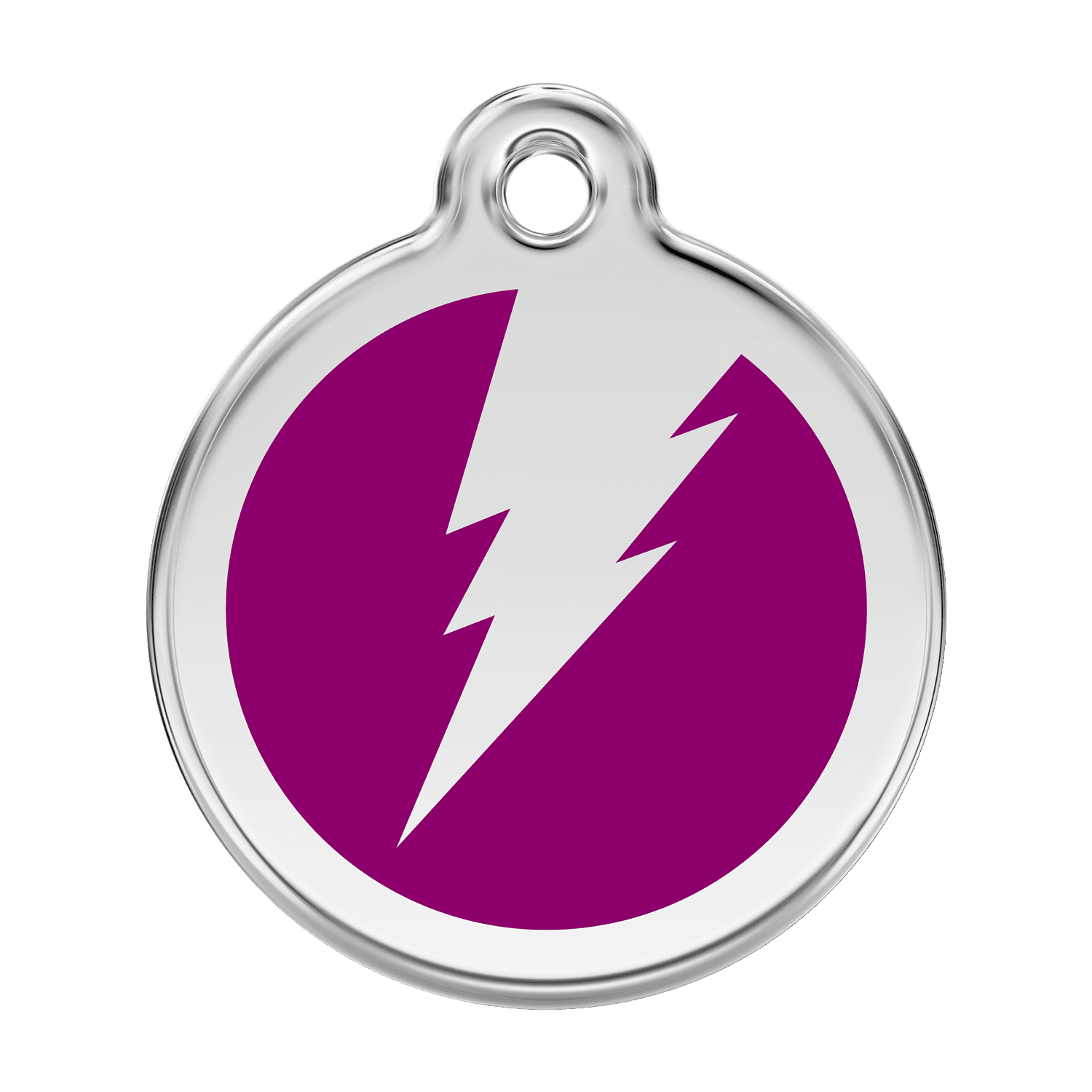 Vue avant - Médaille personnalisable pour chien Red Dingo Émail et acier inoxydable Violet Clair - Talla L