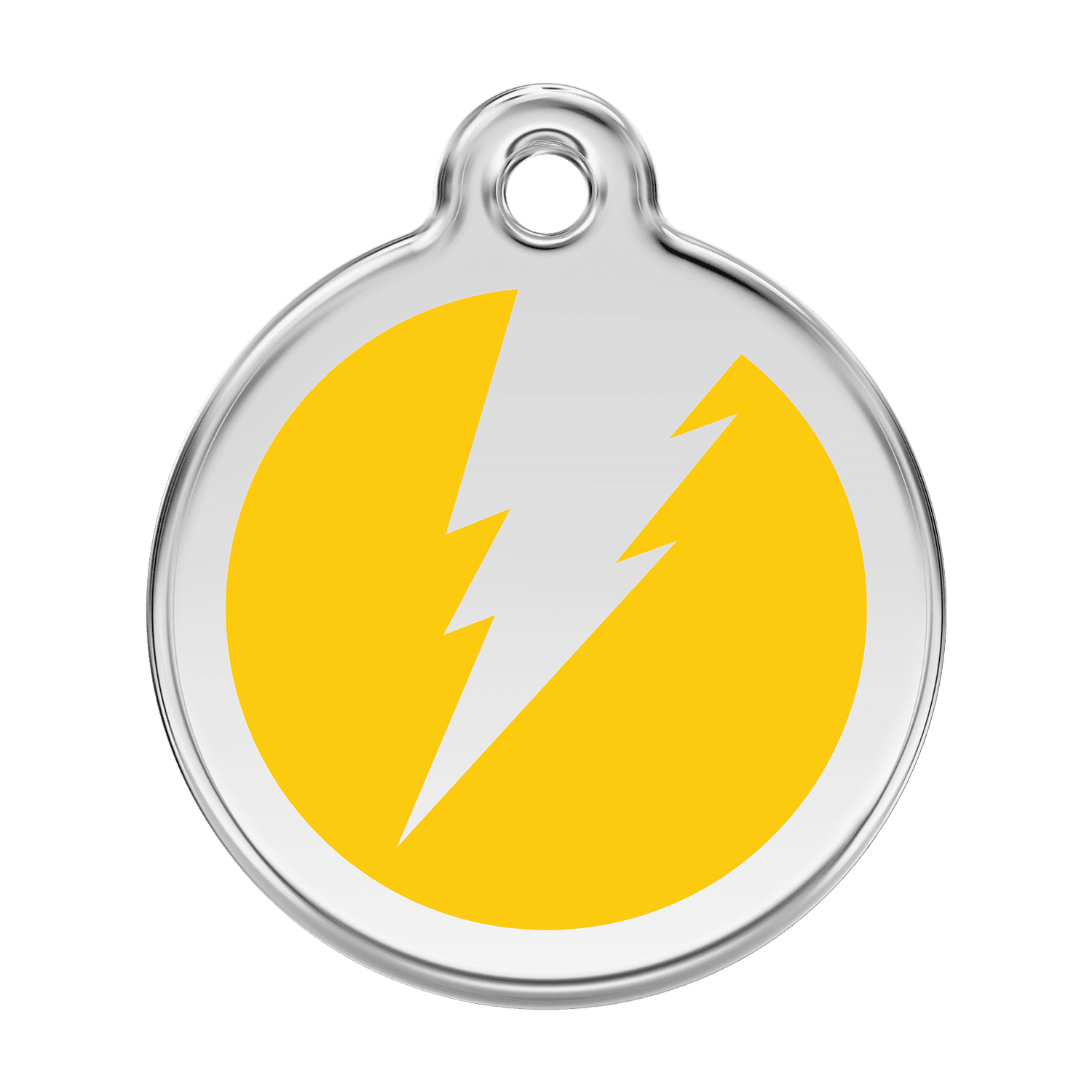 Vue avant - Médaille personnalisée pour chien Red Dingo Émail et acier inoxydable Jaune 38mm - Réf : 01-ZF-YE-LG