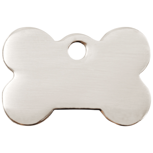 Placa para perro grande en acero inoxidable con diseño de hueso