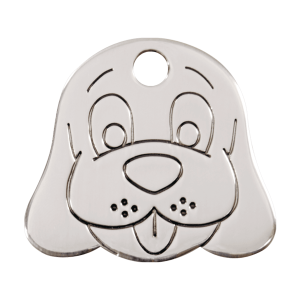 Placa para perro grande de acero inoxidable con diseño cabeza de perro
