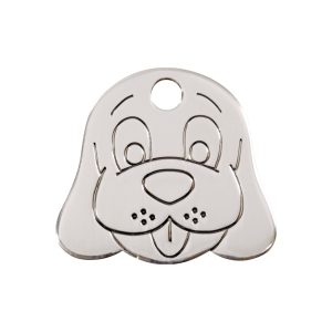 Placa para perro mediana en acero inoxidable con diseño cabeza de perro