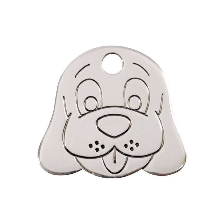Vue avant - Médaille personnalisée pour chien Red Dingo en acier inoxydable - Tête de chien - Talla M