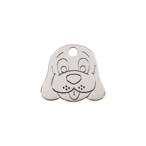 Placa para gato pequeña de acero inoxidable con diseño cabeza de perro
