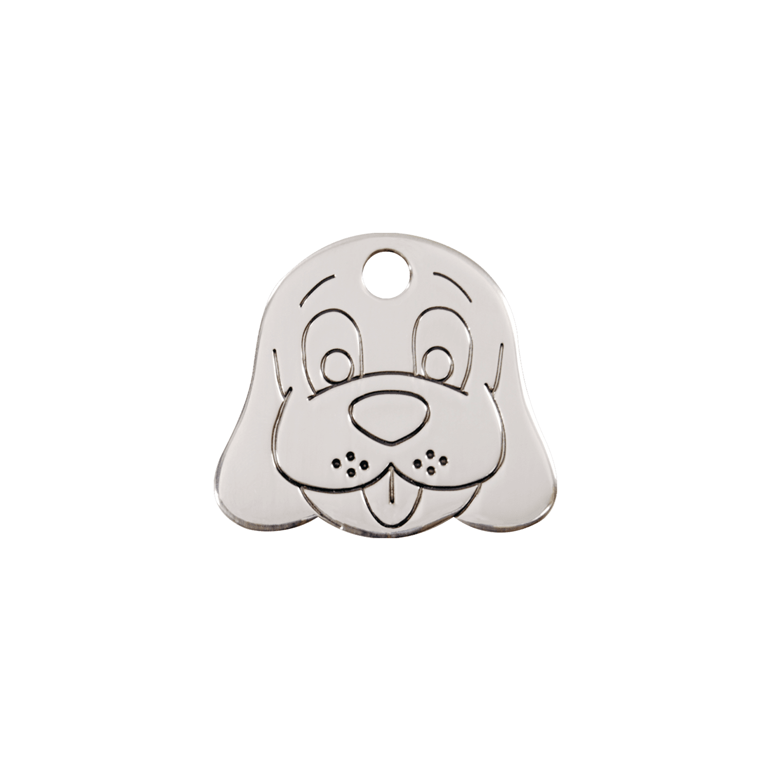 Vue avant - Médaille personnalisée Red Dingo pour chien ou chat - Plat acier inoxydable - Tête de chien - Talla S