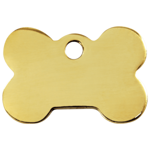 Placa para perro grande en latón plano con diseño de hueso