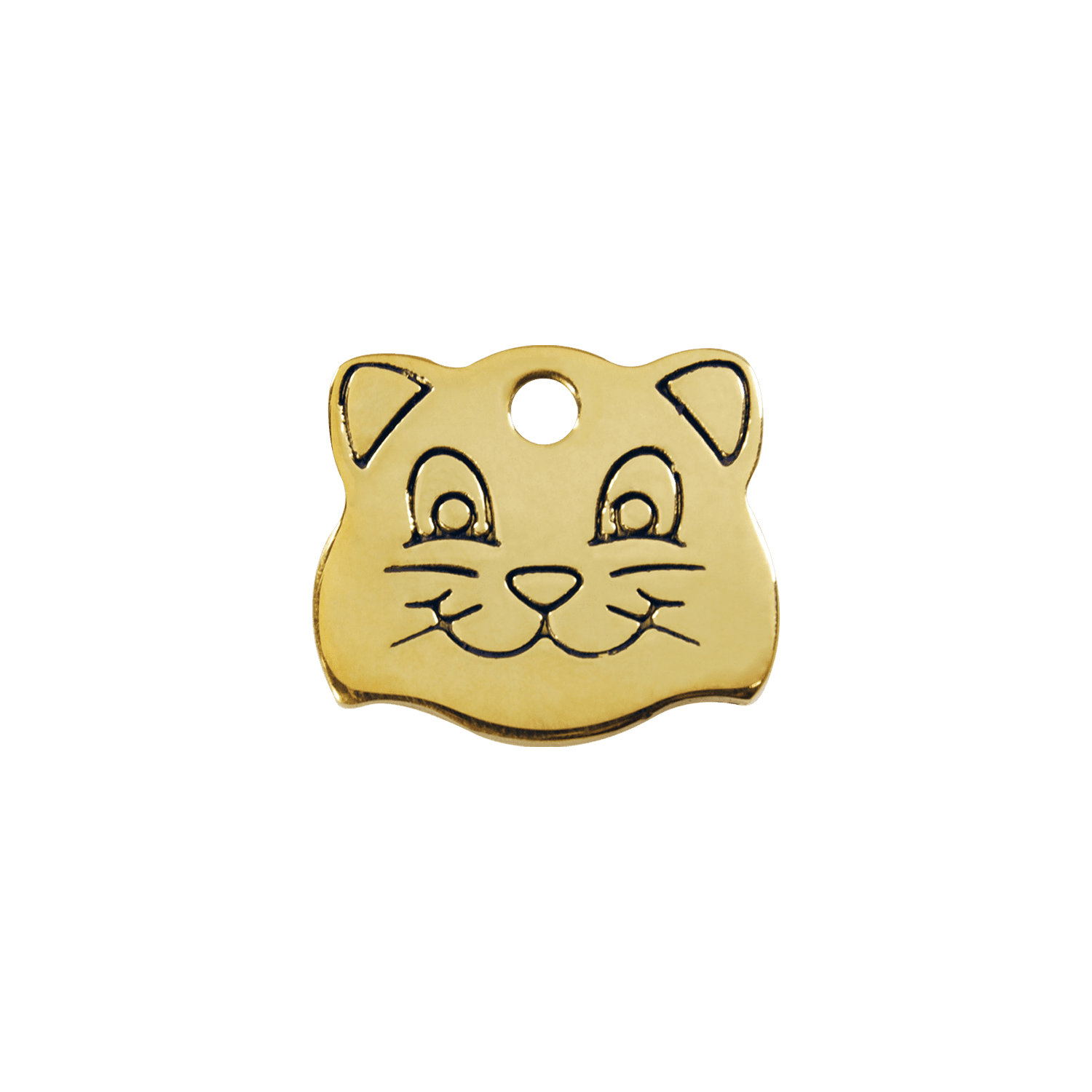 Vue avant - Médaille personnalisée pour chat Red Dingo Laiton plat - Tête de chat - Talla S