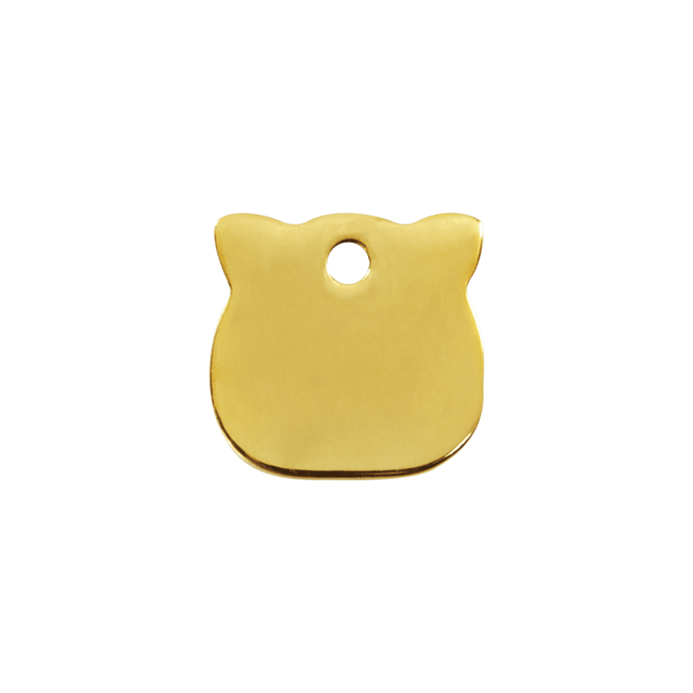 Vue avant - Médaille personnalisable pour chat Red Dingo Laiton plat tête de chat - Talla S - 03-CH-ZZ-SM