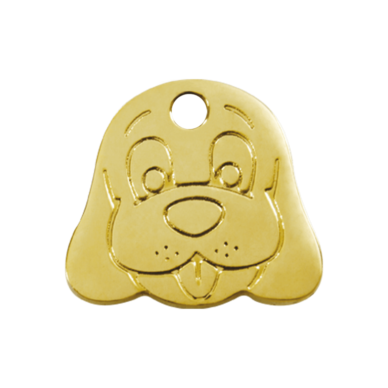 Vue avant - Médaille personnalisable Red Dingo Laiton plat - Tête de chien - Talla M
